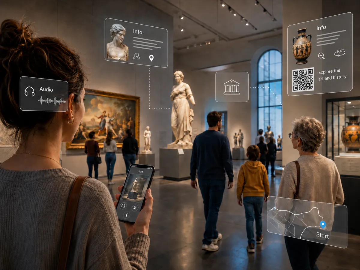 Exponat-Informationen von explario auf dem Bildschirm eines Smartphones