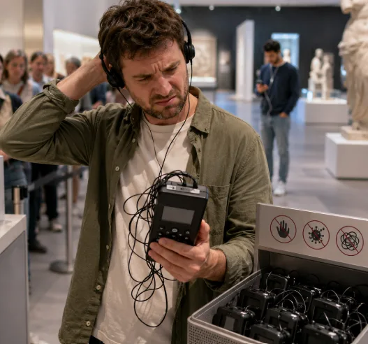 Klassische Audioguide-Leihgeräte aus dem Museumsbestand